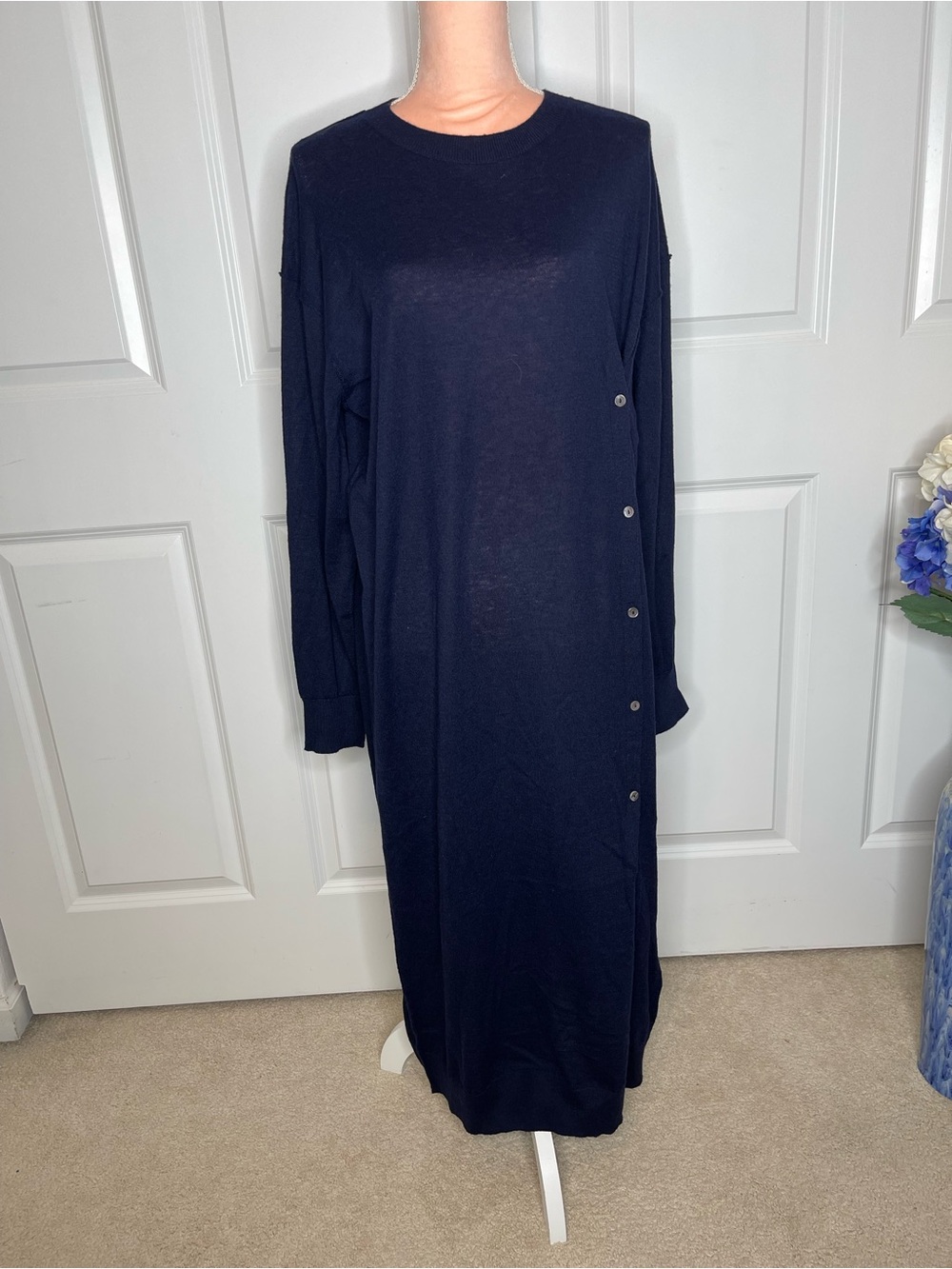 Zara Knit Sweater Midi Dress Flared Sleeve M